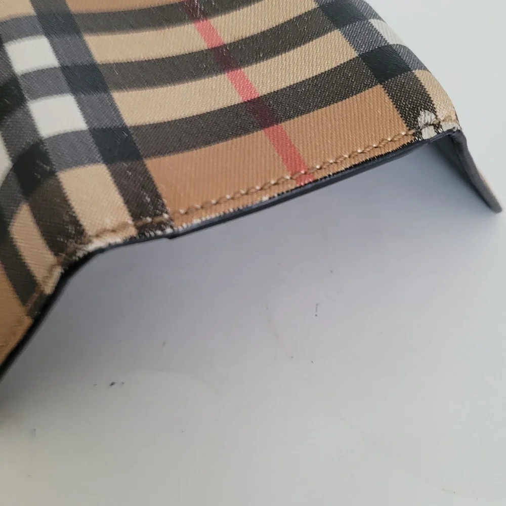Burberry Nova Check Canvas 6 Key Holder Case Wallet Tan Black Silver Tone